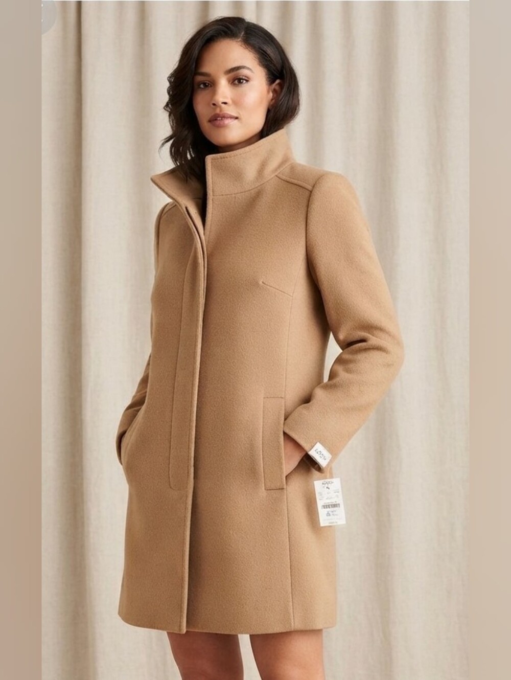 J.Crew Classic Tan City Coat Wool Blend Stand Collar Jacket Size 14 NWT